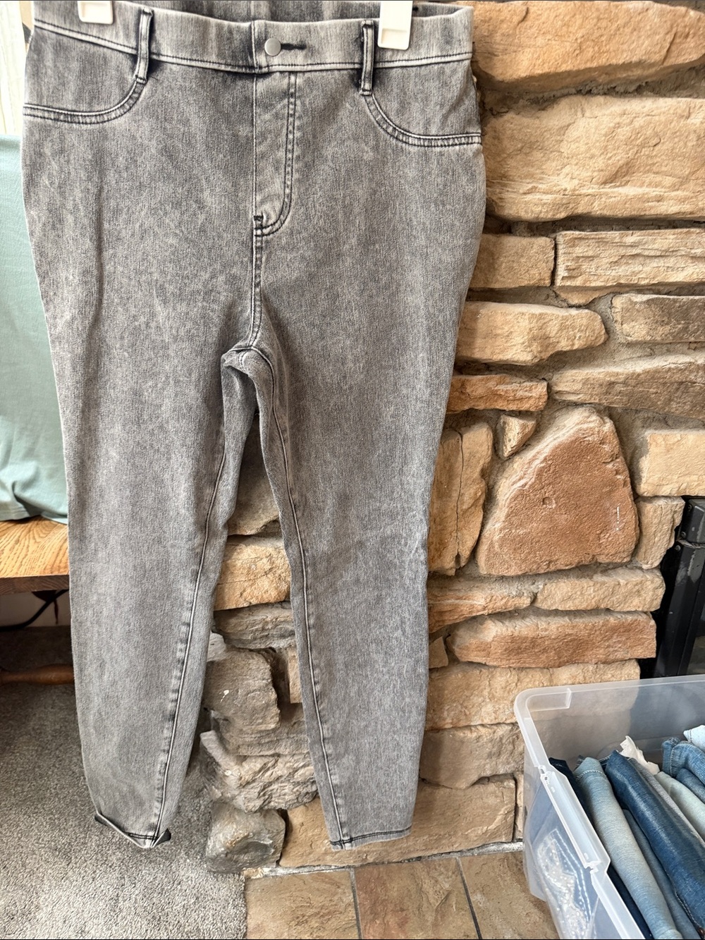 Time and Tru Grey Acid-Wash Skinny Jeans